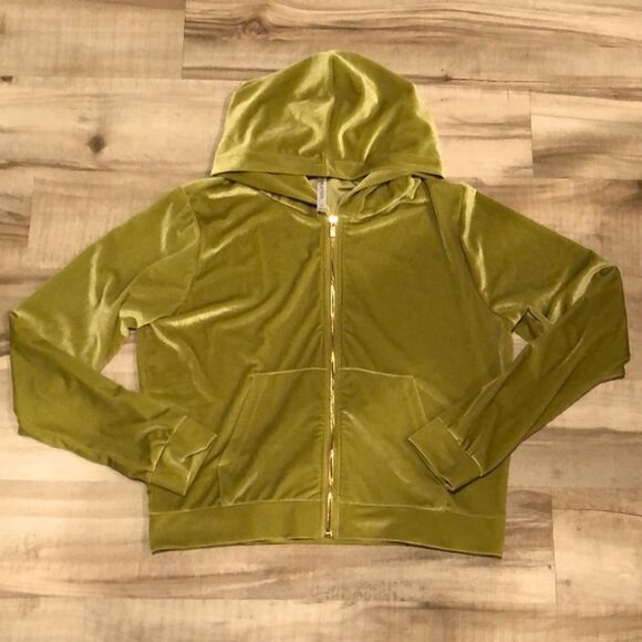 Fabletics Donna Velour chartreuse zip hoodie size medium - Picture 5 of 8